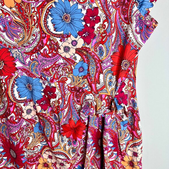 Talbots Island Paisley Tie Detail Jersey Sheath Dress Preppy Beach Sz Large - Picture 4 of 6